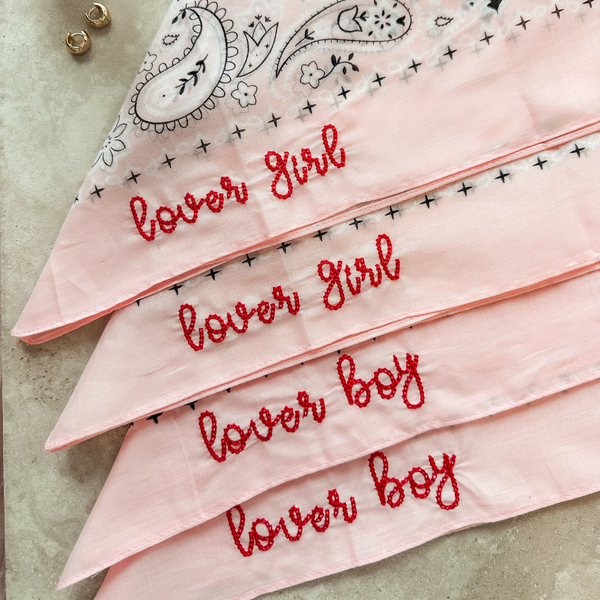 Lover Girl / Lover Boy Embroidered Dog Bandana