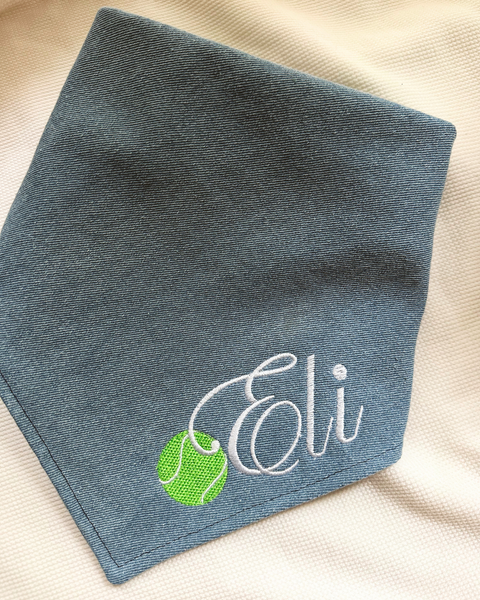 Embroidered Tennis Ball with Name - Denim
