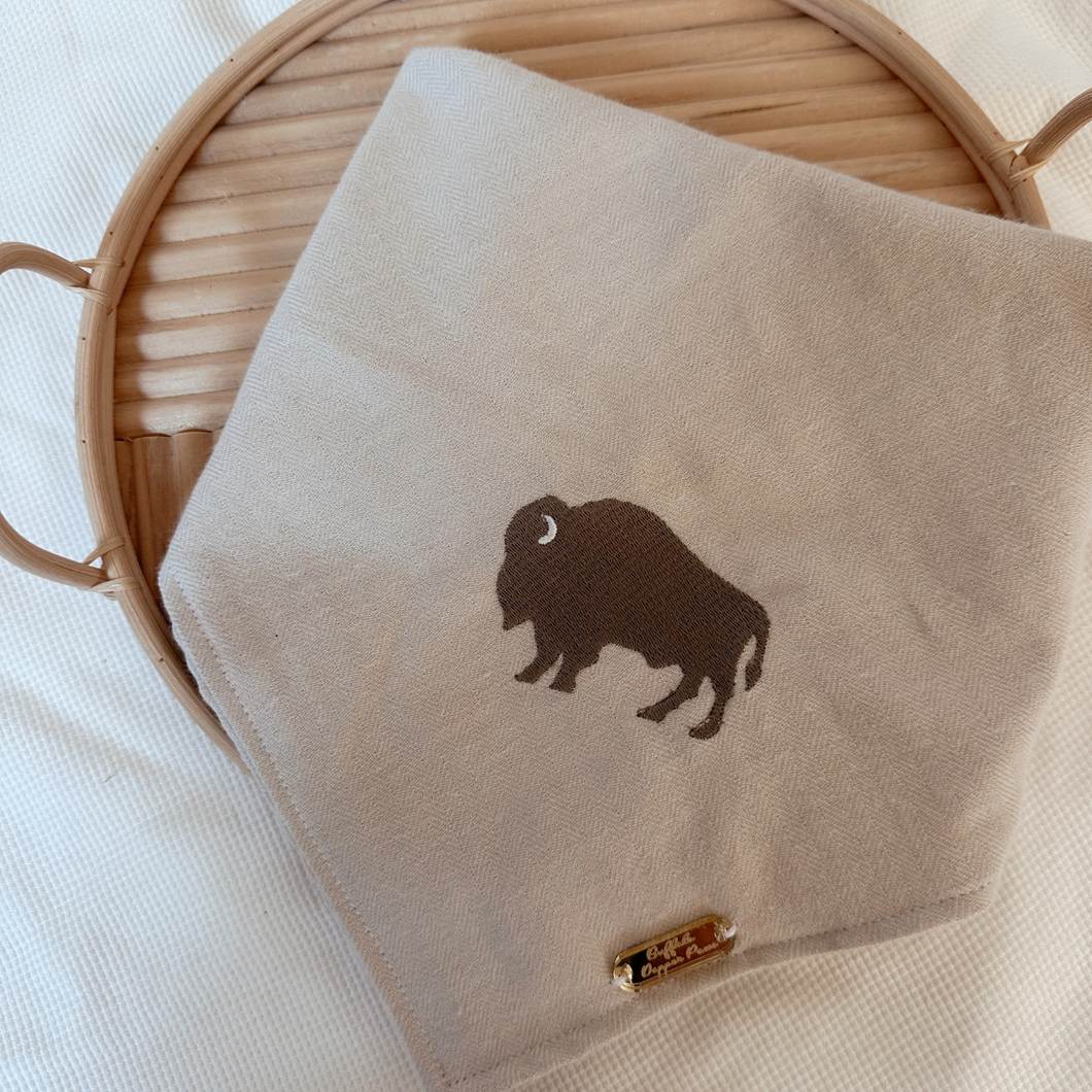 Embroidered Neutral Buffalo Bandana
